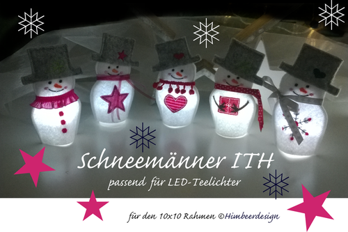 Schneemann ITH für LED Teelicht - Stickdatei 10x10